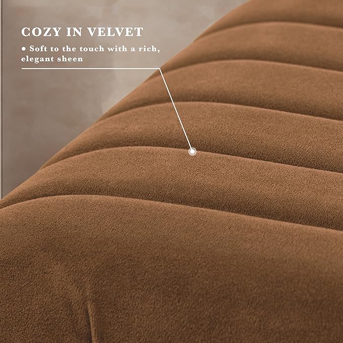Spatial Order Modern Arch Channel Bench | Bench for Living Room & Bedroom | Decorative Home Furniture - Rust Orange Velvet
