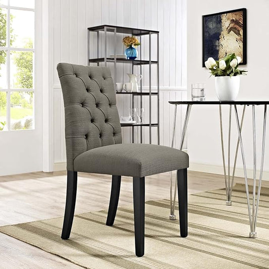 Modway MO- Duchess Modern Tufted Button Upholstered Fabric Parsons, Dining Chair, Granite