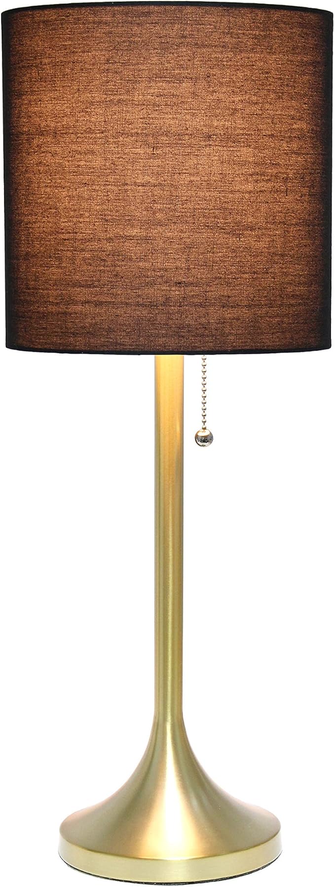 Simple Designs LT1076-GDB Tapered Fabric Drum Shade Table Lamp, Gold and Black, Gold/Black, 8 x 8 x 21