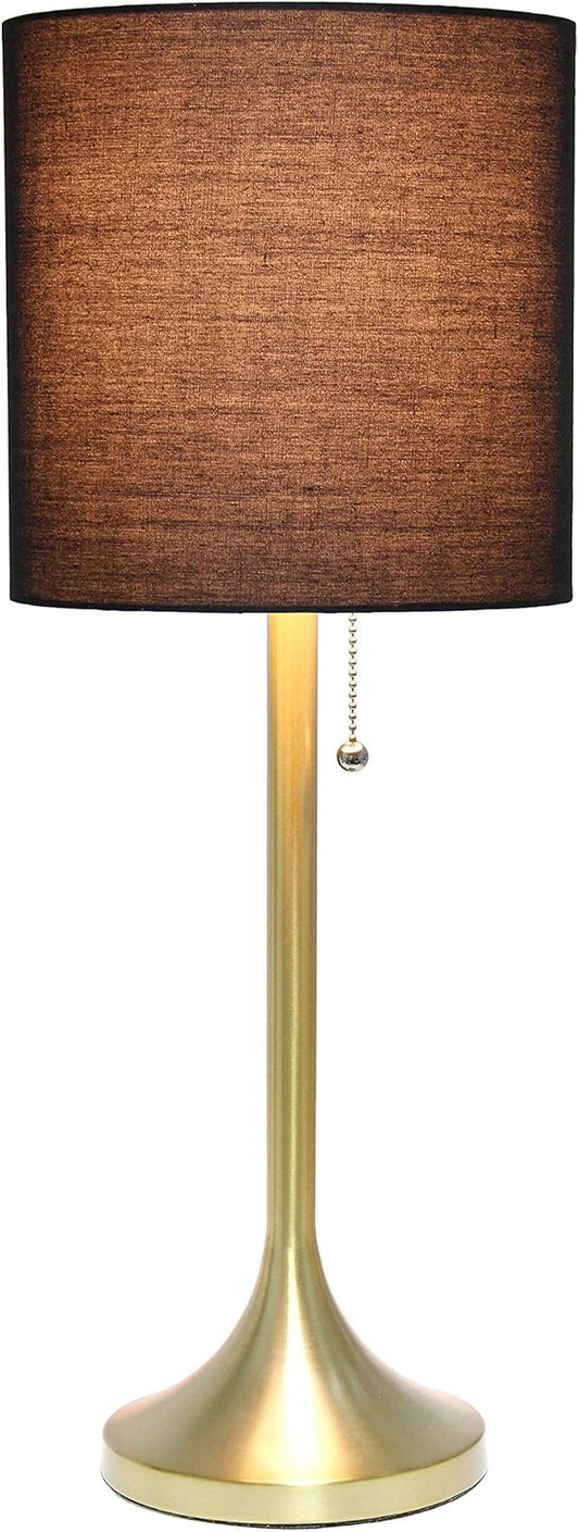 Simple Designs LT1076-GDB Tapered Fabric Drum Shade Table Lamp, Gold and Black, Gold/Black, 8 x 8 x 21