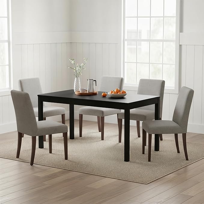 Grain & Grove Davie 60 Inch Dining Table, Large Rectangular Wooden Table for Kitchen/Dining Room, Wood Table for Dining Room, Home Office, Living Room Furniture, Black