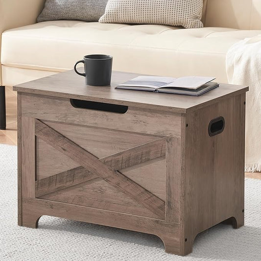 GarveeHome 23.6 in Storage Chest, Wooden Storage Bench with Safety Hinge, Easy Assembly, Large Shoe Bench for Entryway, Living Room, Bedroom