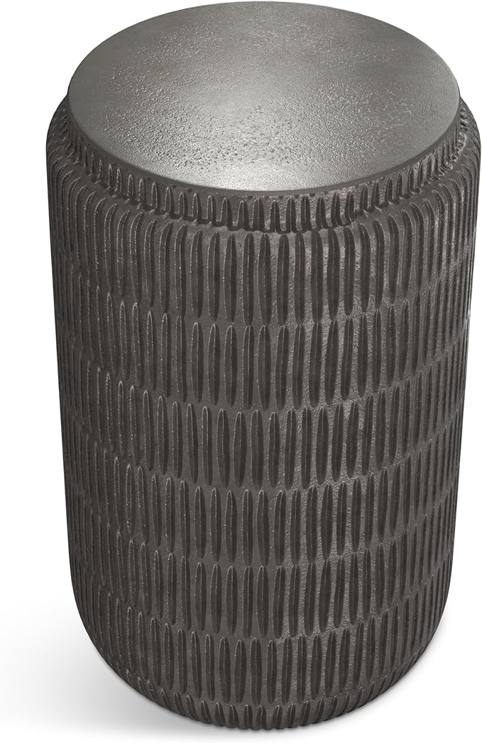 SIMPLIHOME Juno Metal Side Table - 15 inch Wide Solid Metal Round Cast Aluminum Accent Table in Graphite, 21.5 Inch Tall Industrial End Table or Small Drink Table for Living Room, Assembled