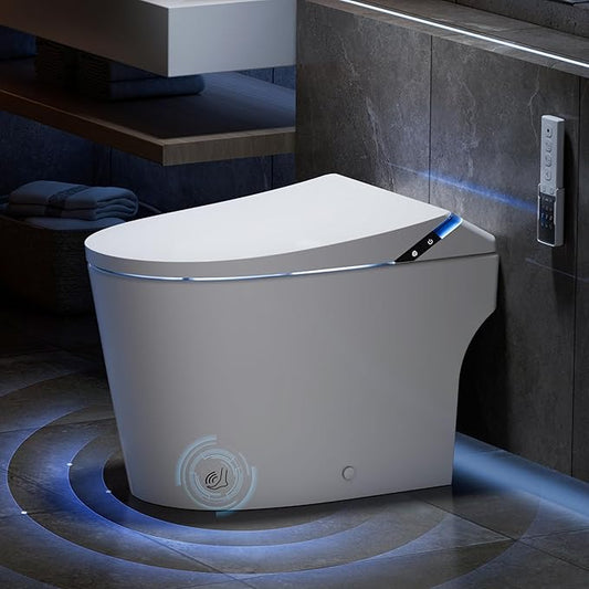 ihati Smart Toilet with Bidet Built in,1000Gram MaP Flush Score,Foam Dispenser,ADA Height,Auto Open Close,Blackout Flush,Auto Flush,Heated Seat,Warm Water,Deodorization,Bidet Toilet with Tank