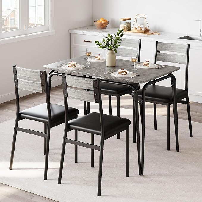 Dining Table for 2, Small Table and Chairs Set of 2, Square Dinette Set for 2, Dinner Table Set, 3 Piece Kitchen & Dining Room Sets for Small Space, Apartment (Oak, Dining Table with 4 Chairs)
