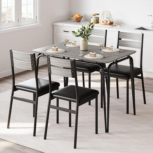 Dining Table for 2, Small Table and Chairs Set of 2, Square Dinette Set for 2, Dinner Table Set, 3 Piece Kitchen & Dining Room Sets for Small Space, Apartment (Oak, Dining Table with 4 Chairs)