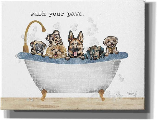 Epic Graffiti 'Wash Your Paws' by Marla Rae, Canvas Wall Art, 16"x12"