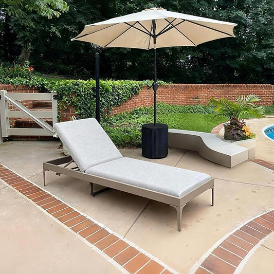 PURPLE LEAF 1 Piece Outdoor Chaise Lounge Aluminum Adjustable Patio Lounger Chair with Cushion Reclining Beach Daybed for Poolside Balcony Deck Backyard, Champagne