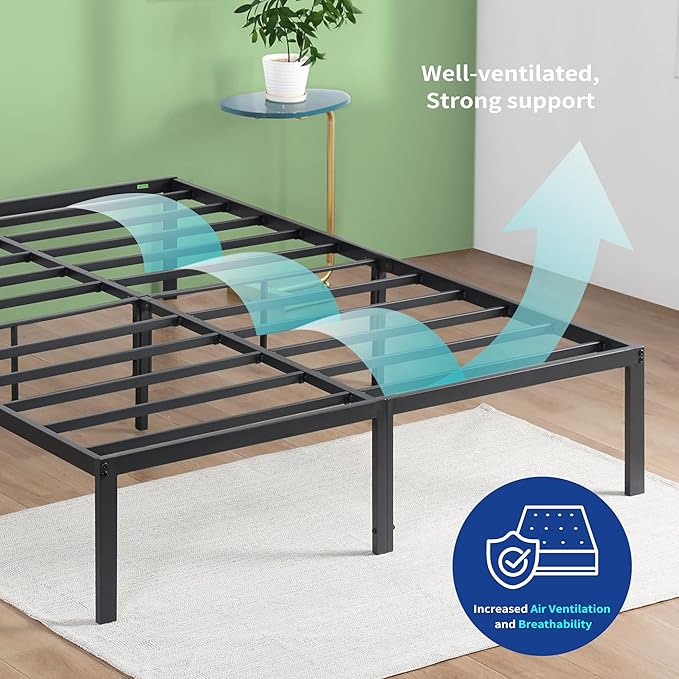 Olee Sleep 14 Inch Dura Metal Steel Slat Bed Frame, Twin XL