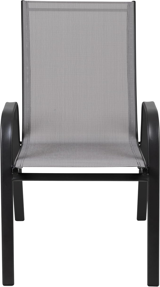 Flash Furniture 5 Pack Brazos Series Gray Outdoor Stack Chair with Flex Comfort Material and Metal Frame