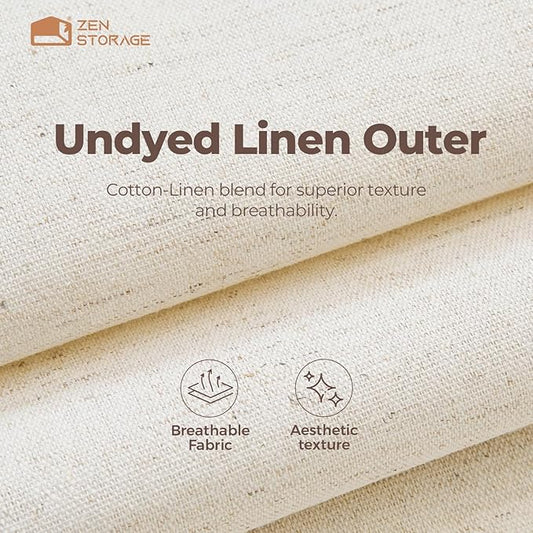 Cotton Linen Drawer Organizer for Baby Clothes, 12Pack Multi-Size Nursery Dresser Dividers for Clothes, Premium Foldable Storage Bins for Bedroom, Closet and Diaper Table, Beige