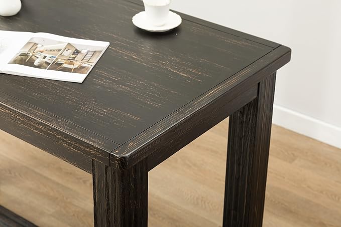 Roundhill Furniture Lotusville Antique Rectangular Wood Bar Height Dining Table