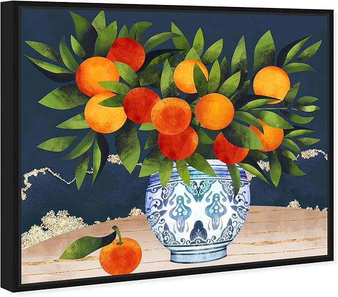 The Oliver Gal Artist Co. Food and Cuisine Wall Art Framed Canvas Prints 'Fruits and Porcelain' Fruits