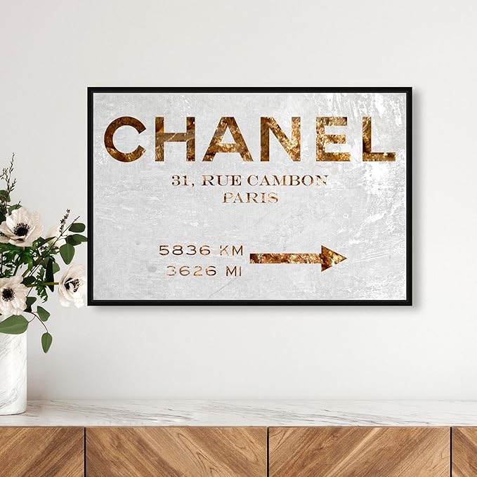 The Oliver Gal Artist Co. Contemporary 16 in x 24 in Paris Couture Luxury Framed Canvas Wall Art Bedroom Gold
