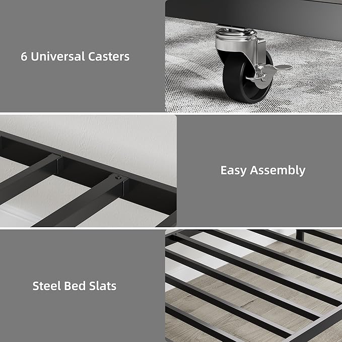 IDEALHOUSE Twin Size Daybed Frame, Metal Sofa Bed Frame, Heavy Duty Metal Slats, Day Bed for Living Room, Bedroom, Guest Room, Space Saving, Black
