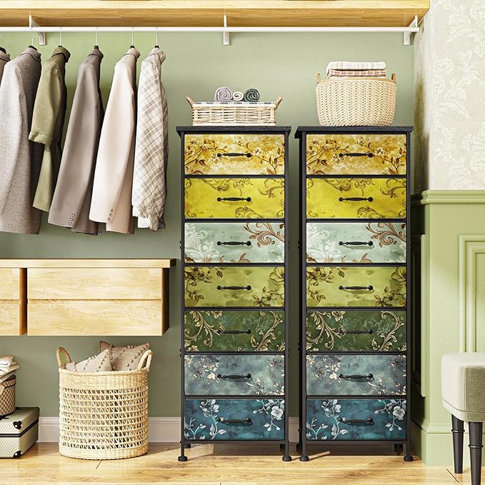 Fixwal White Tall Dresser for Bedroom, Closet Organizers and Storage Tall Fabric Dresser for Closet, Drawer Organizer with 5 Drawers, Bedroom Furniture