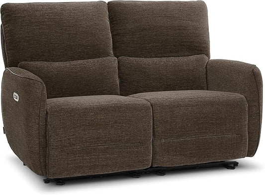 MCombo 60" Wall Hugger Power Loveseat Recliner Sofa with Adjustable Headrest, RV Reclining Loveseat with USB and Type C Charge Ports for Living Room 6924 (Brown, Loveseat)