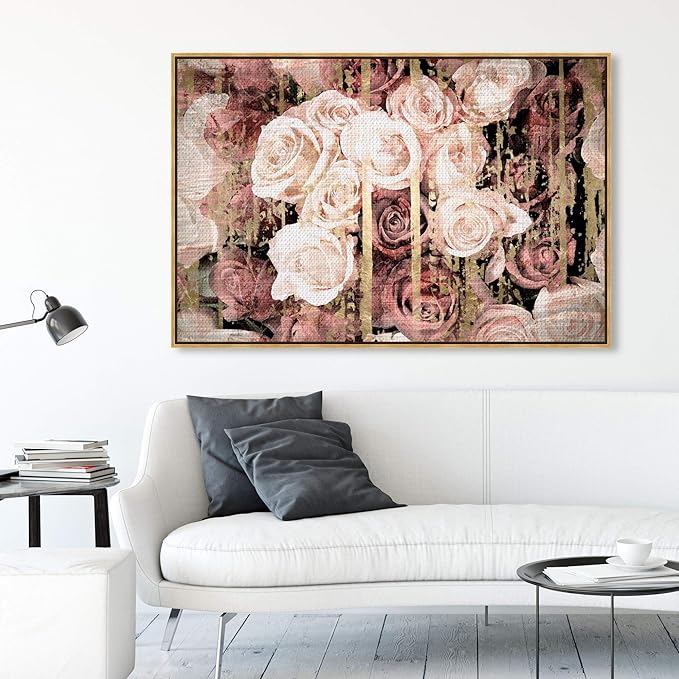 The Oliver Gal Artist Co. Floral and Botanical Wall Art Canvas Prints 'Shabby Chic Romance' Florals, 54x36, Pink, Brown