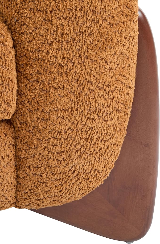 Christopher Knight Home Alma 63" Boucle Loveseat with Wood Legs, 2 Seater Sofa Couches for Living Room, Upholstered Couch Chair, Soft Seating Lounge Sofa Chair, Cozy Loveseat with Armrest, Caramel