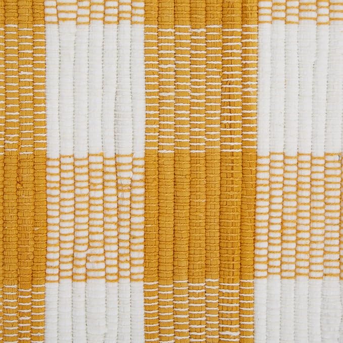 DII Buffalo Check Rug Collection, Hand Dyed Reversible Chindi Rug, 26x40, Honey Gold