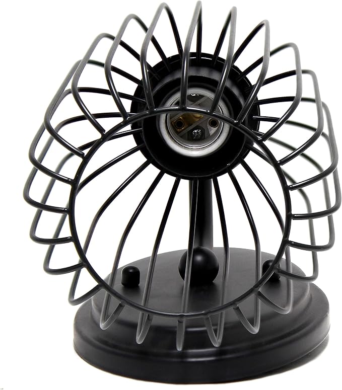 Elegant Designs SC1001-BLK 10.5" Industrial Farmhouse Metal Birdcage Wall Sconce with Matching Metal Oval Backplate Wall Mounted, Black