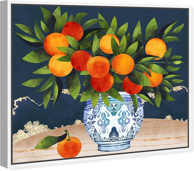 The Oliver Gal Artist Co. Food and Cuisine Wall Art Framed Canvas Prints 'Fruits and Porcelain' Fruits