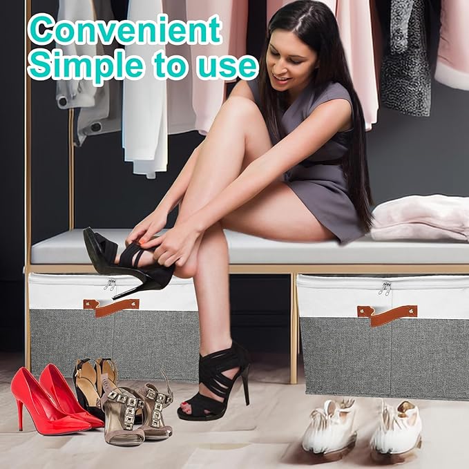 Shoe Storage Organizer for Closet,Stackable Shoe Storage Box for Entryway,Cube Storage Cabinet,Organizador De Zapato,Folding House Container with Clear Cover,Portable Holder Shoe Rack(Grey)