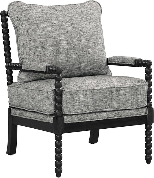 OSP Home Furnishings Eliza Spindle Accent Chair, Graphite Grey Fabric with Black Wood