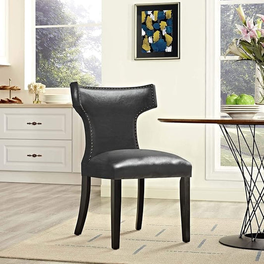 Modway EEI-3922-BLK Curve Vinyl Dining Chair, Black