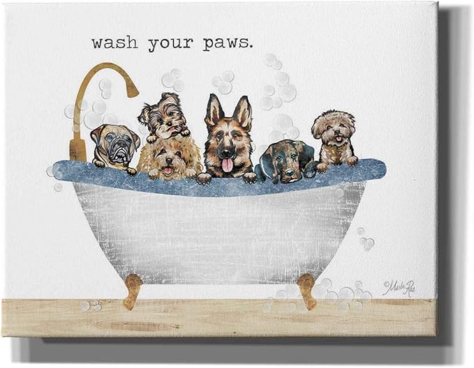 Epic Graffiti 'Wash Your Paws' by Marla Rae, Canvas Wall Art, 34"x26"