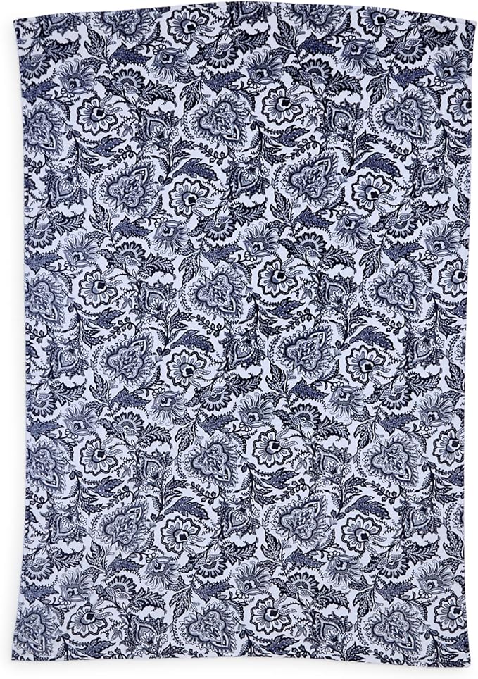 Vera Bradley Women's Oversized Fleece Plush Throw Blanket, Java Navy & White, King
