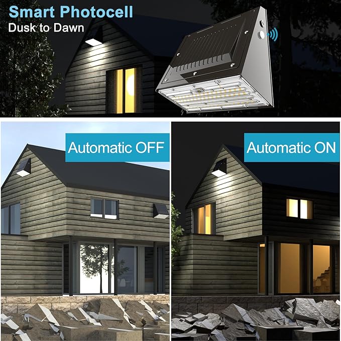 Lightdot 6Pack 200W LED Wall Pack Lights, 100-277v Full Cut Off Dusk to Dawn Photocell |30000Lm(150Lm/W) 5000K IP65 Outdoor Exterior Lighting Fixture, Energy Saving|5-Yrs Warranty, ETL