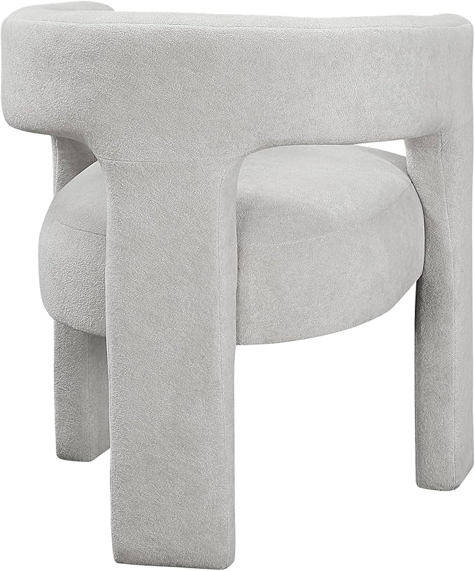 Lexicon Modern Boucle Upholstered Dining Chairs Set of 2, Curved Backrest Accent Chair with Plywood Frame and Plush Seat, for Dining Room, Home Office, No Assembly Required, Light Grey