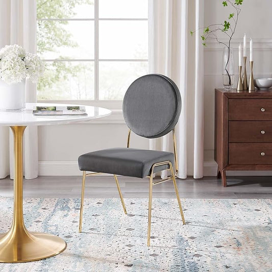 Modway Craft Performance Velvet Upholstered Side Dining Chair in Gold Gray