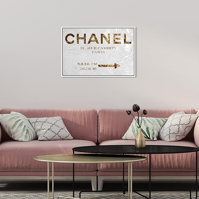 The Oliver Gal Artist Co. Contemporary 16 in x 24 in Paris Couture Luxury Framed Canvas Wall Art Bedroom Gold