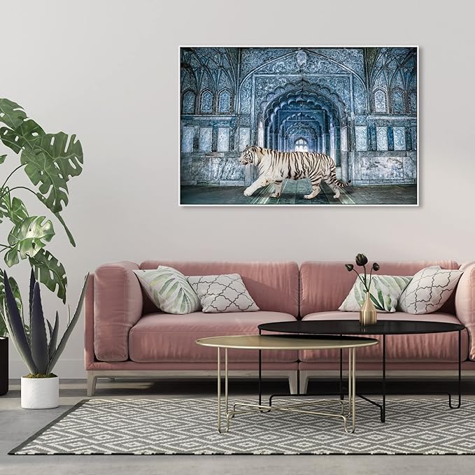 The Oliver Gal Artist Co. Animals Wall Art Framed Canvas Prints 'Wild Nature Blues ' Felines