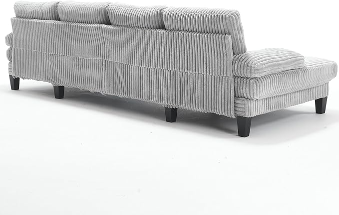 Eafurn Symmetrical U Shaped Sectional Sofa with Double Chaise Lounge,Modern Corduroy Upholstered Oversized Corner Couch, Deep Seat Comfy 4-Seater Sofa w/Pillow-top Armrest for Living Room