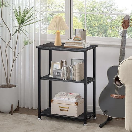 VECELO Tall End Side Table,30" Height Nightstand with 3-Tier Storage Shelf for Living Room Bedroom Office Hallway Study