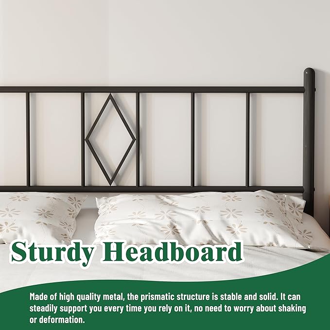 14 Inch King Size Bed Frames with Headboard/Footboard, Under Bed Storage, Strong Metal Slats Support, No Box Spring Needed, Noise Free, Easy Assembly, Black