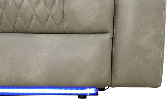 Power Recliner Sectional Sofa with LED, Breathing Leather Reclining Sectional Couch, L Shaped Couch with Dual Recliners, USB Port, Cup Holder&Storage for Living Room (Dark Gray, Sectional)