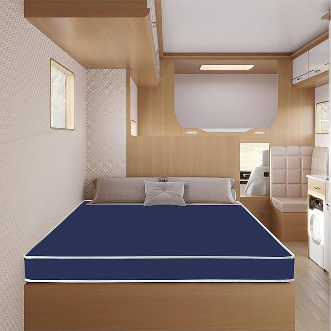 Greaton, 4-Inch Medium Firm Water-Resistance Foam Vinyl Mattress, Easy to Clean, Comfortable & Noise Free, 80" x 42", Blue
