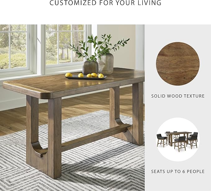 Signature Design by Ashley Cabalynn Modern Counter Height Dining Table, Dark Brown