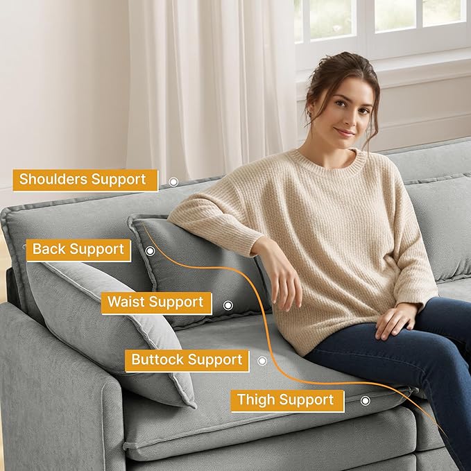 157" Oversized Modular Sectional Sofa with Storage Console,U-Shaped Cloud Couch with Movable Ottoman,Deep Seat,Thick Cushions, Multi Functional Console with USB & 2 Cup Holder,Sofa Set for Living Room | Wood Frame
