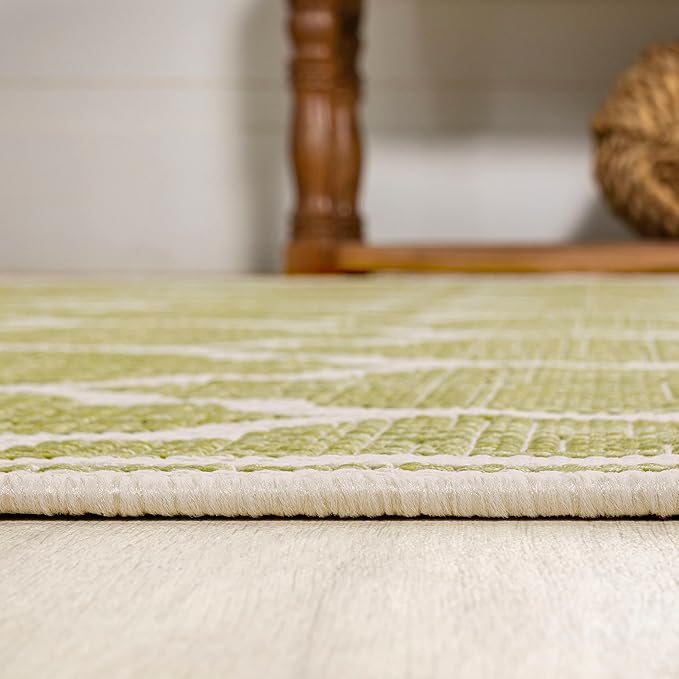 JONATHAN Y Moroccan Trellis Indoor Outdoor Area Rug 4X6 Green/Cream, Trebol Textured Weave for Backyard, Patio, Porch, Easy-Cleaning, High Traffic, Pet-Friendly, Non-Shedding (SMB109G-4)
