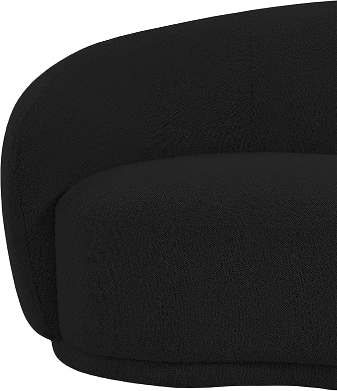 Meridian Furniture 693Black-C Hyde Collection Modern | Contemporary Boucle Fabric Upholstered Accent Chair with Rounded Back, Black, 42" W x 38" D x 27.5" H