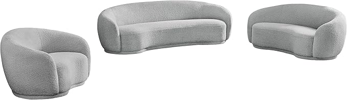 Meridian Furniture 693Grey-C Hyde Collection Modern | Contemporary Boucle Fabric Upholstered Accent Chair with Rounded Back, Grey, 42" W x 38" D x 27.5" H