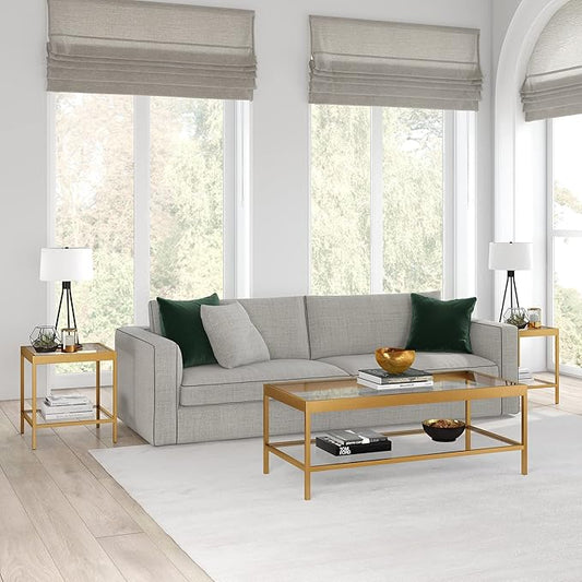 Henn&Hart 20" Wide Square Square Side Table in Brass, Table for Living Room, Bedroom