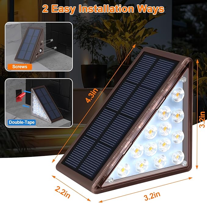 Solar Step Lights for Outside Waterproof IP67, Outdoor Stair Lights 12 Pack, Solar Stair Lights Outdoor LED Outdoor Step Lights Decor for Deck, Front Step, Patio, Garden Step