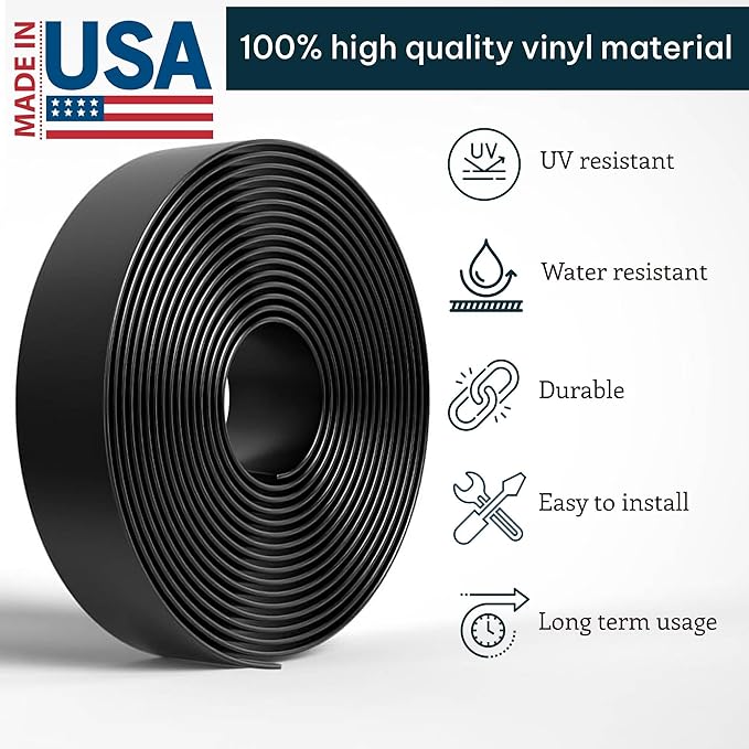 KOMORAX 2 Inch Wide, 50ft Long Vinyl Strap - Replacement Straps for Patio Chairs - Vinyl Strapping for Patio Furniture Repair - Durable Seat Repair Kit for Lawn Chairs, Outdoor Furniture (Black)