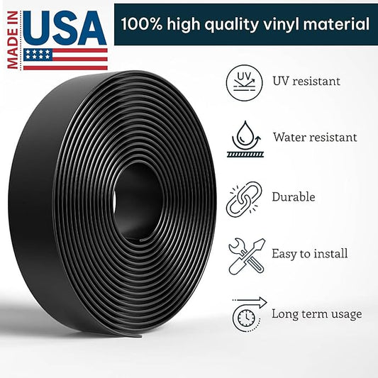 2 Inch Wide, 20ft Long Vinyl Strap - Replacement Straps for Patio Chairs - Vinyl Strapping for Patio Furniture Repair - Durable Seat Repair Kit for Lawn Chairs, Outdoor Furniture (Black)